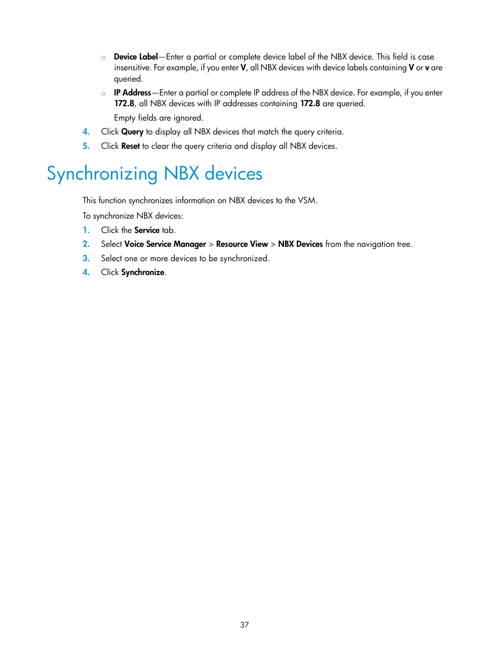 Synchronizing nbx devices | H3C Technologies H3C Intelligent Management Center User Manual | Page 46 / 145