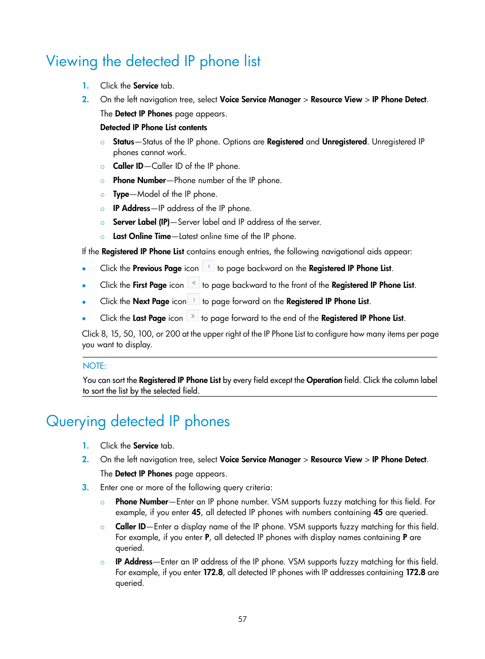 Viewing the detected ip phone list, Querying detected ip phones | H3C Technologies H3C Intelligent Management Center User Manual | Page 66 / 145