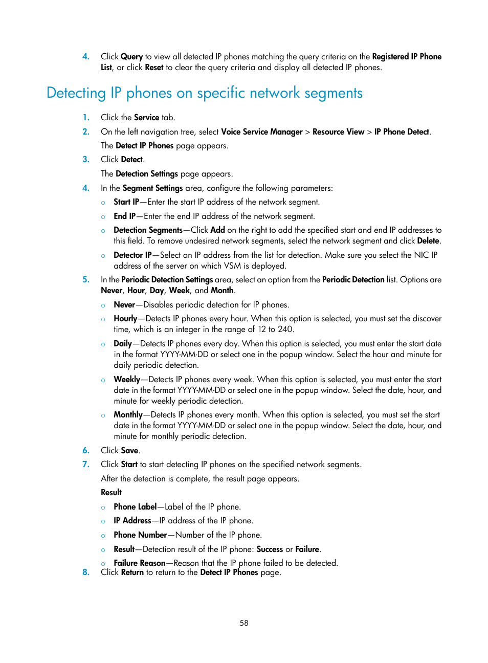 Detecting ip phones on specific network segments | H3C Technologies H3C Intelligent Management Center User Manual | Page 67 / 145