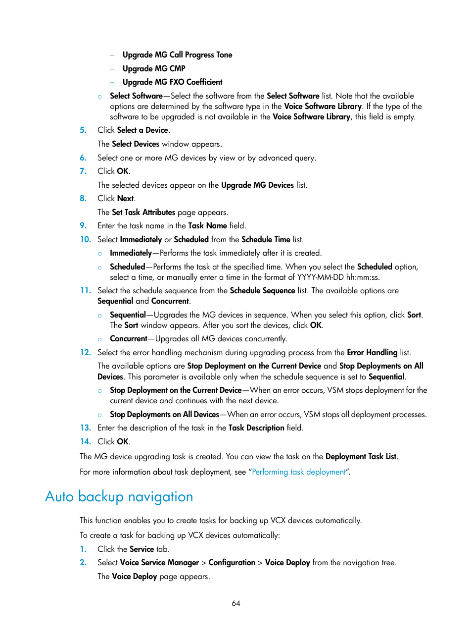 Auto backup navigation | H3C Technologies H3C Intelligent Management Center User Manual | Page 73 / 145