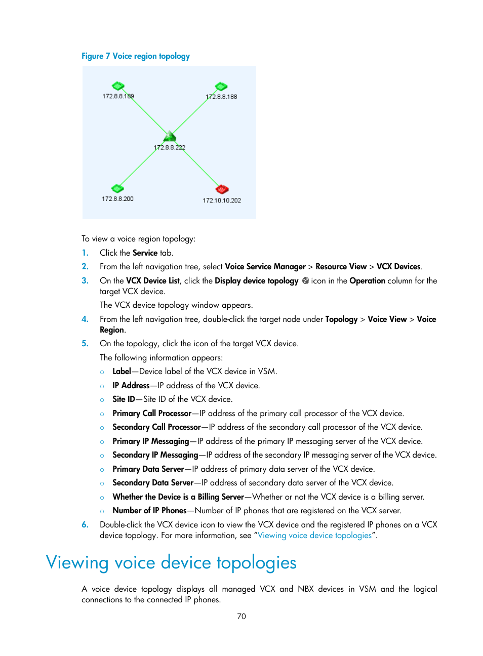 Viewing voice device topologies | H3C Technologies H3C Intelligent Management Center User Manual | Page 79 / 145