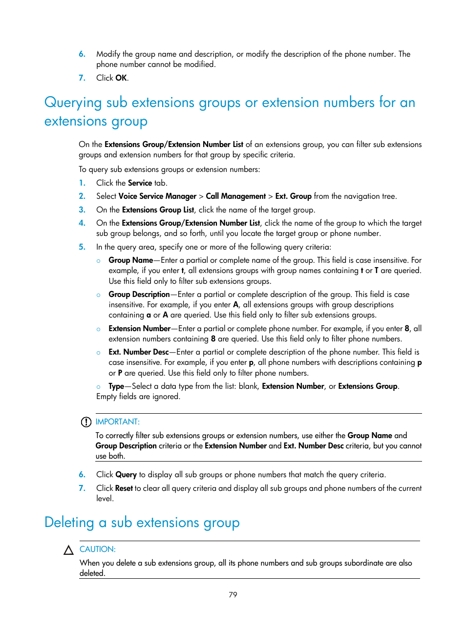 Deleting a sub extensions group | H3C Technologies H3C Intelligent Management Center User Manual | Page 88 / 145