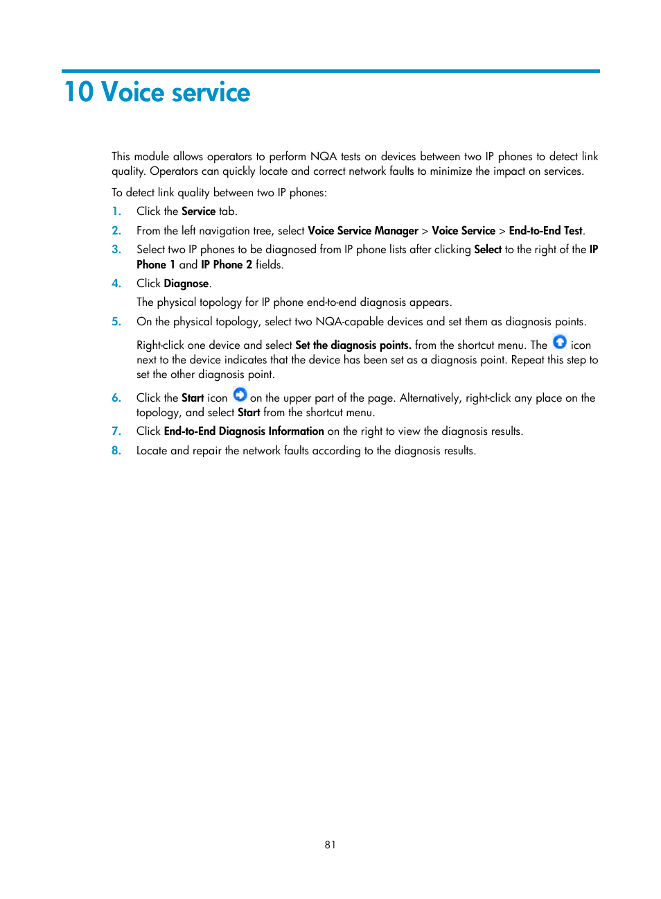 10 voice service, 10 voice, Service | N, see | H3C Technologies H3C Intelligent Management Center User Manual | Page 90 / 145