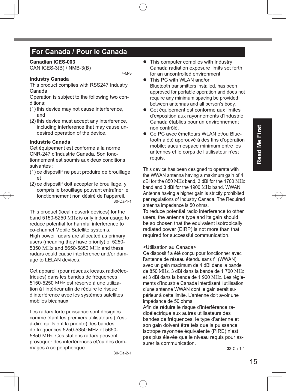 For canada / pour le canada | Panasonic Toughpad FZ-A2 User Manual | Page 15 / 20