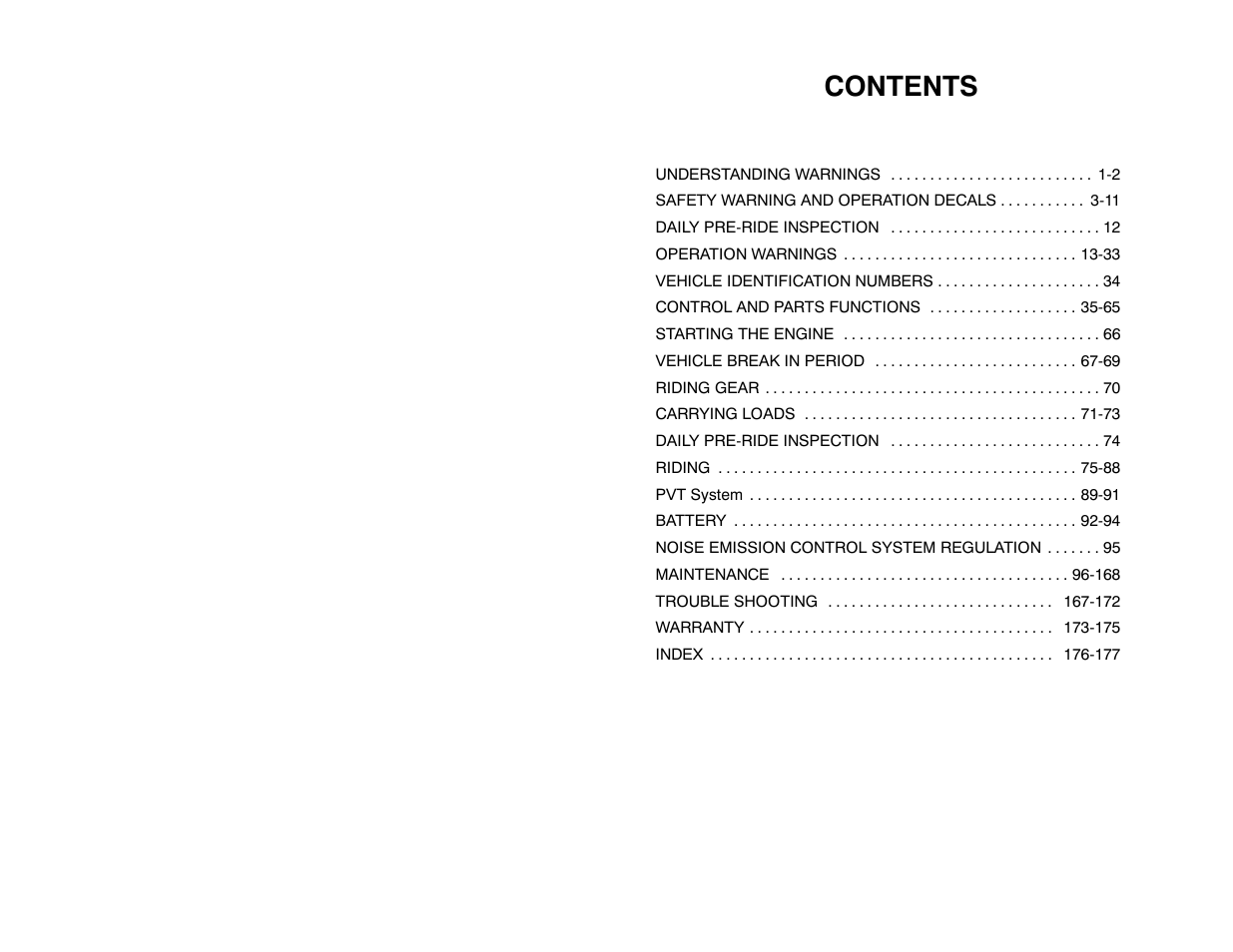 Polaris 2001 ATV Universal ATV User Manual | Page 11 / 189
