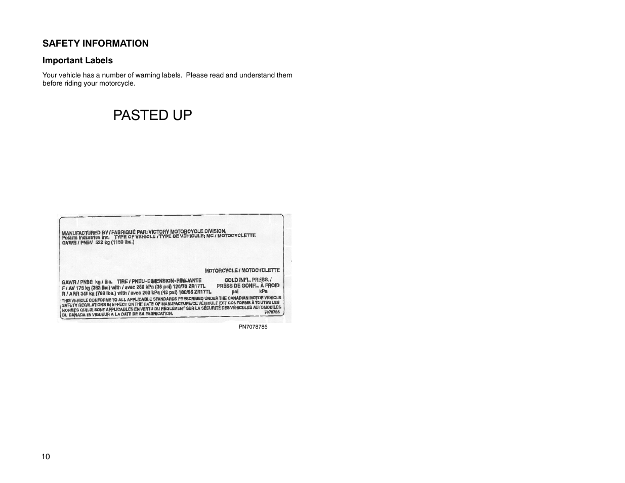 Pasted up | Polaris 2000 Victory Sport Cruiser User Manual | Page 15 / 73