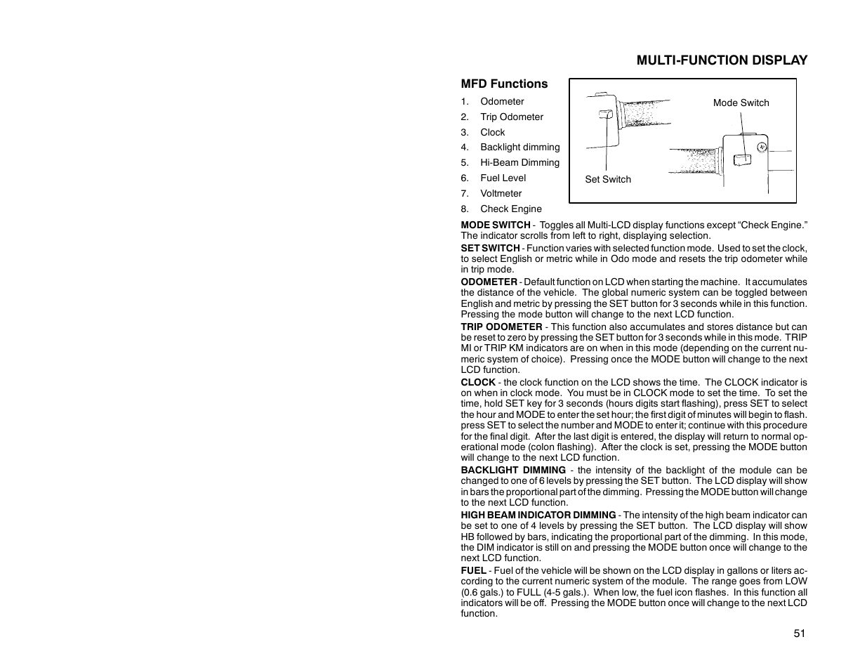 Multi-function display | Polaris 2000 Victory Sport Cruiser User Manual | Page 56 / 73