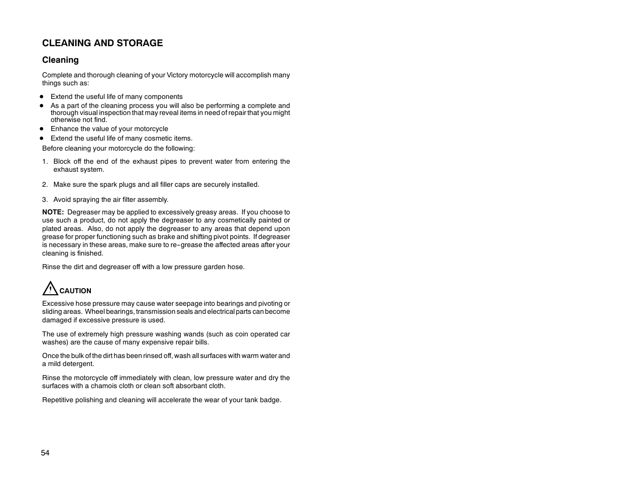 Cleaning and storage | Polaris 2000 Victory Sport Cruiser User Manual | Page 59 / 73