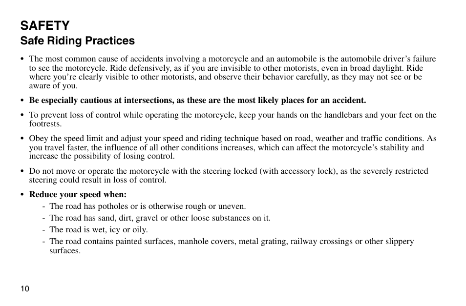 Safety, Safe riding practices | Polaris 2003 Victory Vegas User Manual | Page 12 / 164