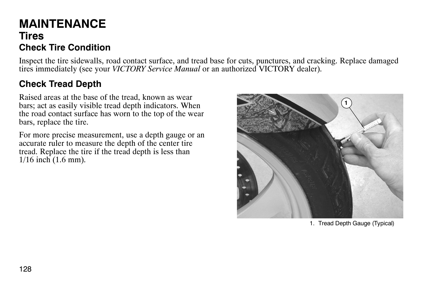 Maintenance, Tires | Polaris 2008 Victory Vegas User Manual | Page 133 / 178