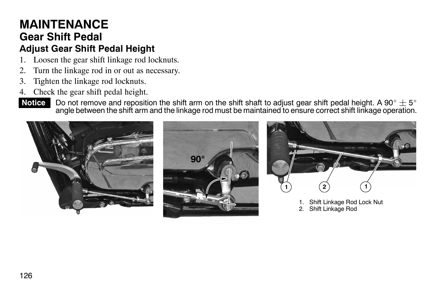 Maintenance, Gear shift pedal | Polaris 2009 Victory Vegas User Manual | Page 131 / 178