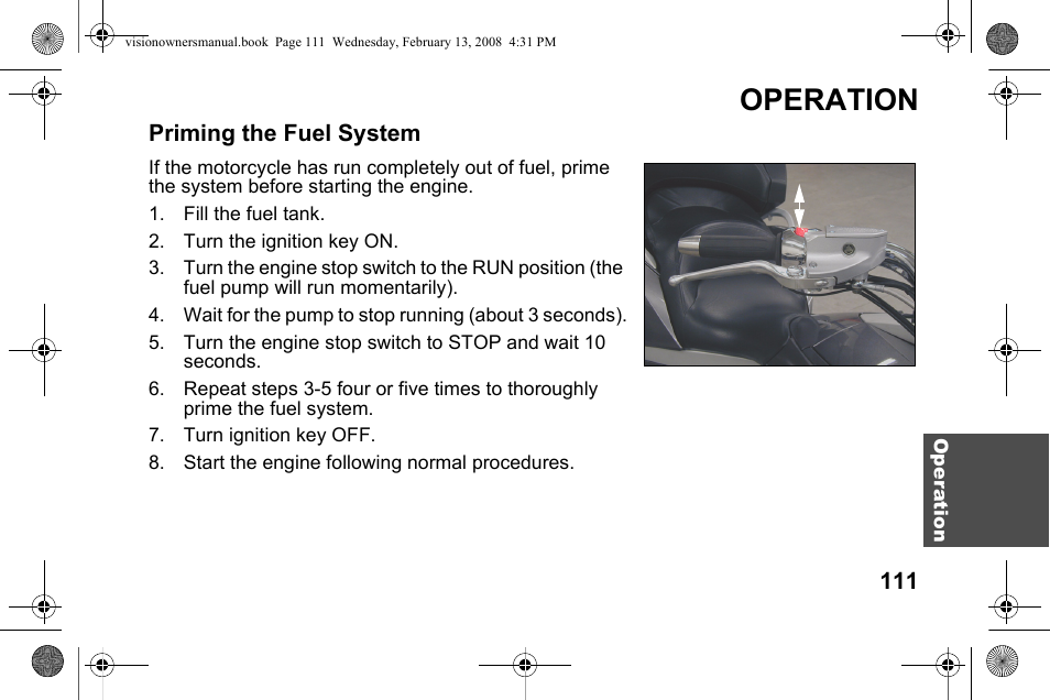 Operation | Polaris 2009 Victory Victory Vision User Manual | Page 114 / 323