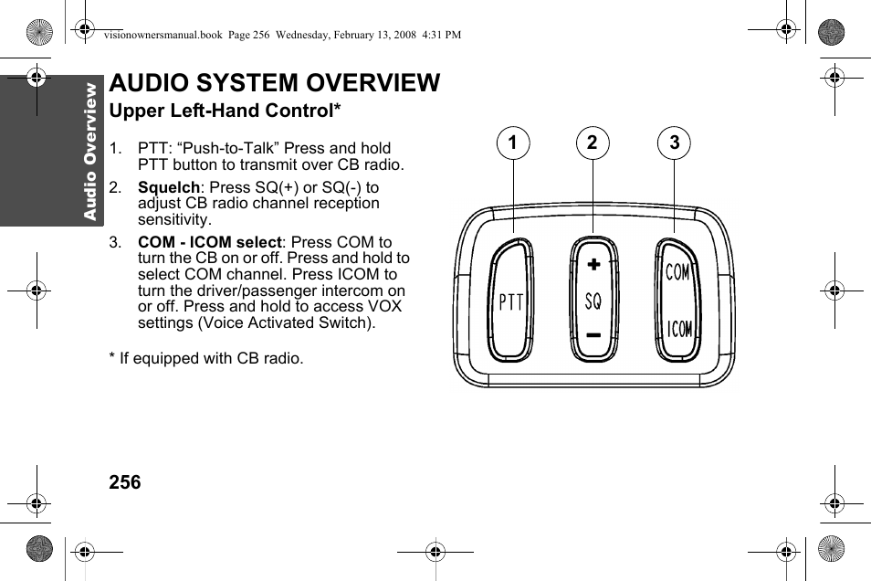 Audio system overview | Polaris 2009 Victory Victory Vision User Manual | Page 259 / 323