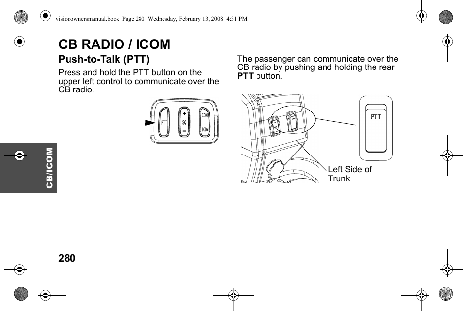 Cb radio / icom | Polaris 2009 Victory Victory Vision User Manual | Page 283 / 323