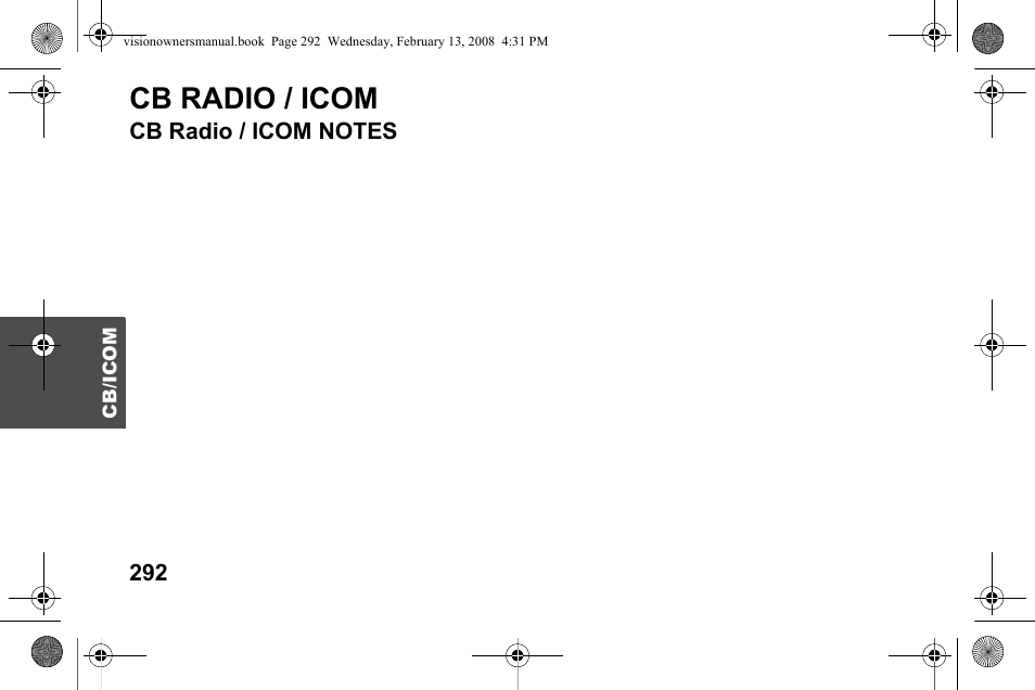 Cb radio / icom | Polaris 2009 Victory Victory Vision User Manual | Page 295 / 323