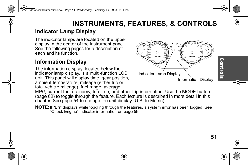 Instruments, features, & controls | Polaris 2009 Victory Victory Vision User Manual | Page 54 / 323