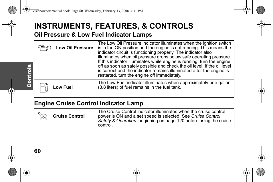 Instruments, features, & controls | Polaris 2009 Victory Victory Vision User Manual | Page 63 / 323