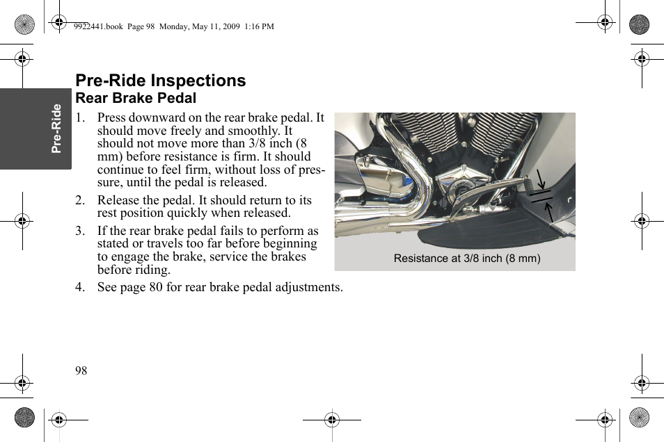Pre-ride inspections | Polaris 2010 Victory Victory Vision 8-Ball User Manual | Page 102 / 334
