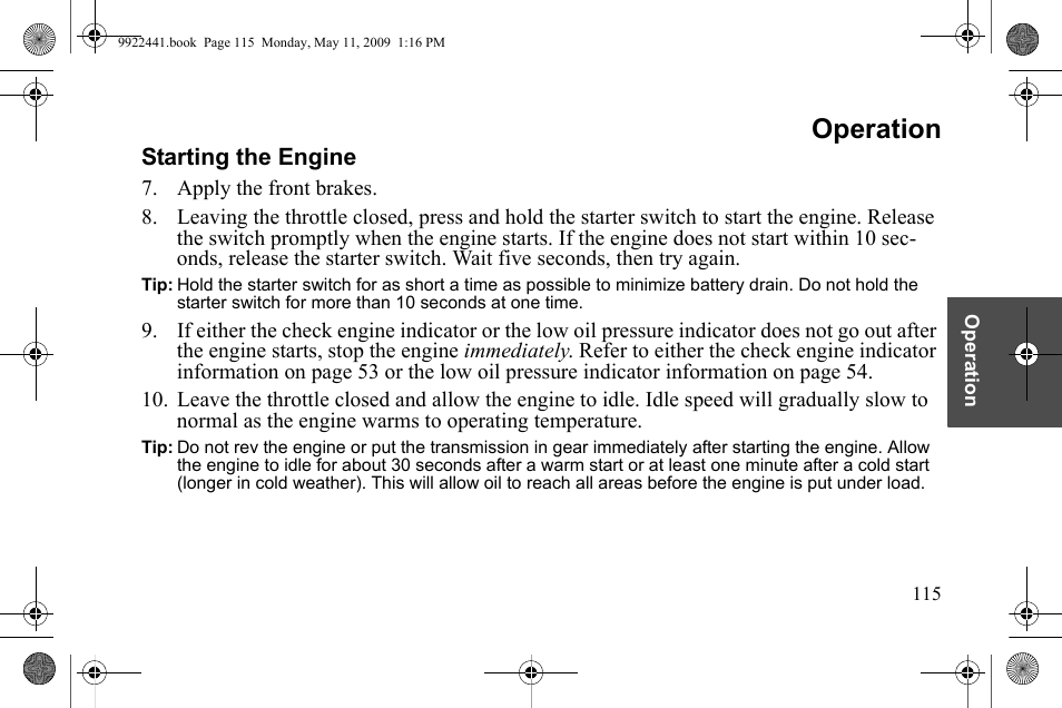 Operation | Polaris 2010 Victory Victory Vision 8-Ball User Manual | Page 119 / 334