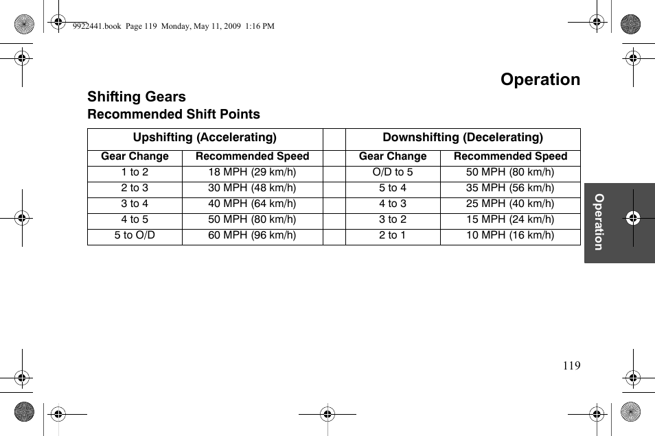 Operation, Shifting gears | Polaris 2010 Victory Victory Vision 8-Ball User Manual | Page 123 / 334