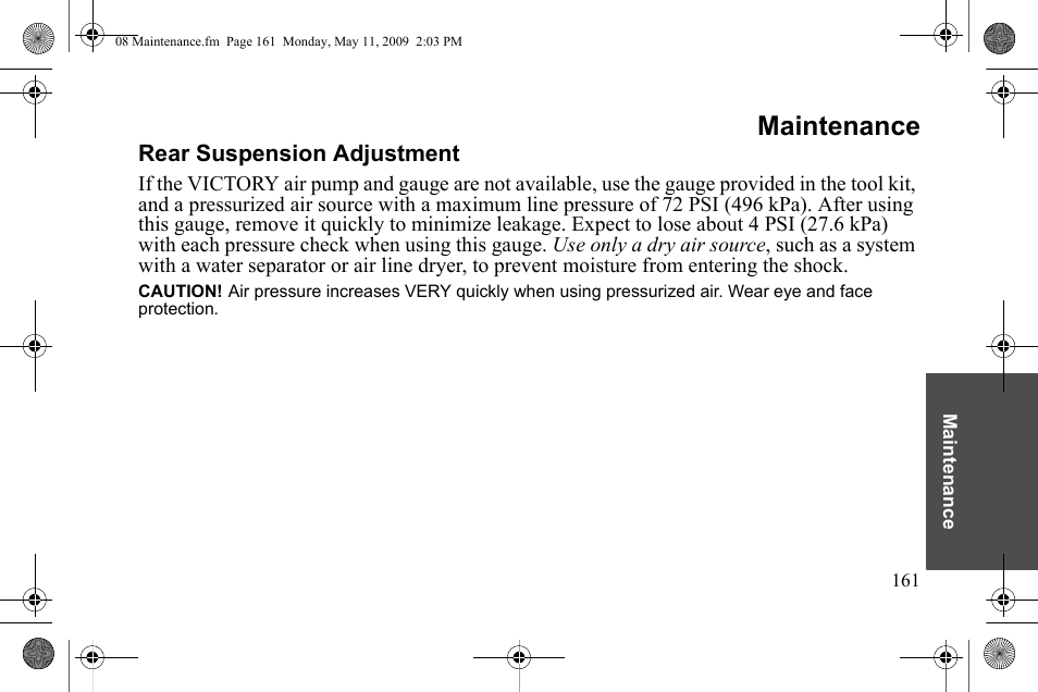 Maintenance | Polaris 2010 Victory Victory Vision 8-Ball User Manual | Page 165 / 334