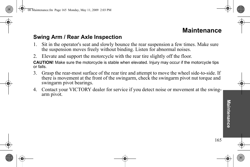 Maintenance | Polaris 2010 Victory Victory Vision 8-Ball User Manual | Page 169 / 334