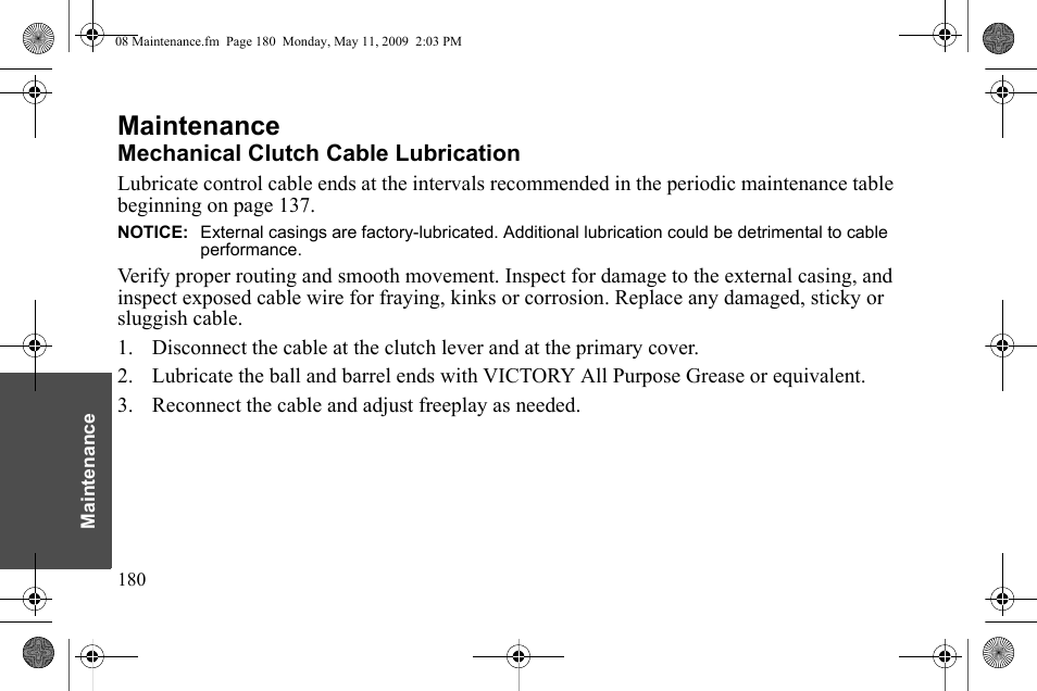 Maintenance | Polaris 2010 Victory Victory Vision 8-Ball User Manual | Page 184 / 334
