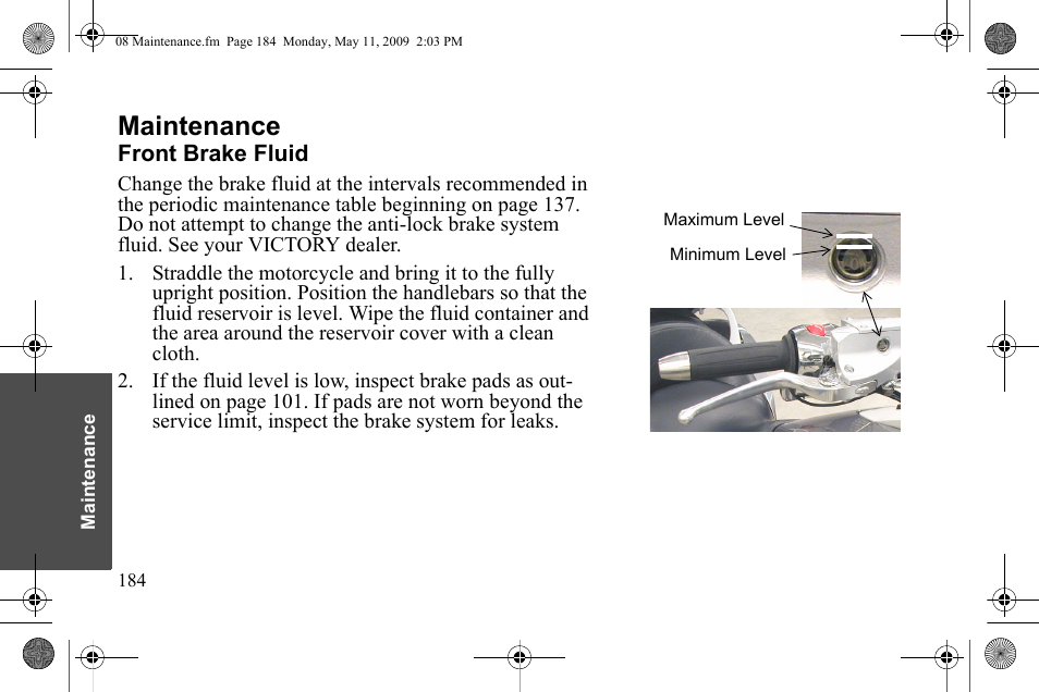 Maintenance | Polaris 2010 Victory Victory Vision 8-Ball User Manual | Page 188 / 334