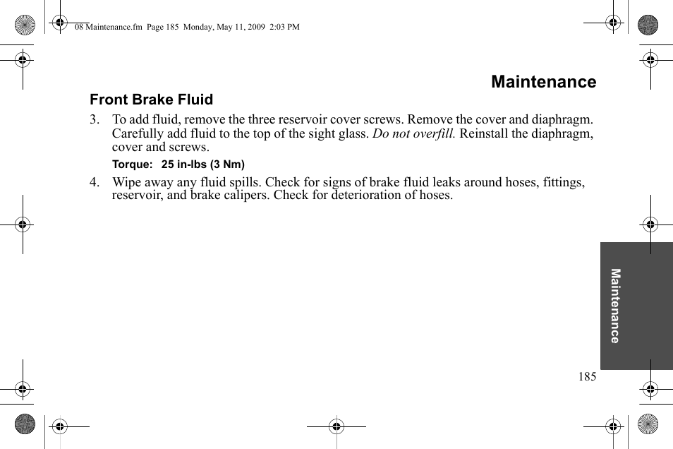 Maintenance | Polaris 2010 Victory Victory Vision 8-Ball User Manual | Page 189 / 334