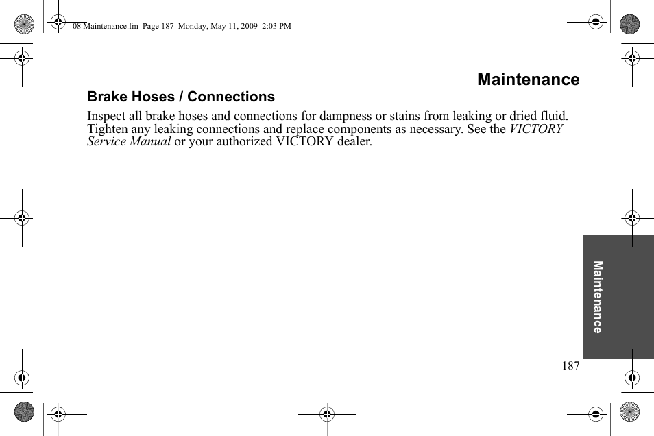 Maintenance | Polaris 2010 Victory Victory Vision 8-Ball User Manual | Page 191 / 334