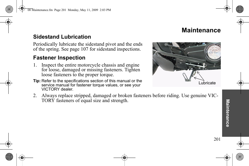 Maintenance | Polaris 2010 Victory Victory Vision 8-Ball User Manual | Page 205 / 334