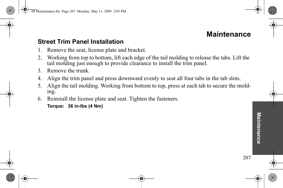 Maintenance | Polaris 2010 Victory Victory Vision 8-Ball User Manual | Page 211 / 334