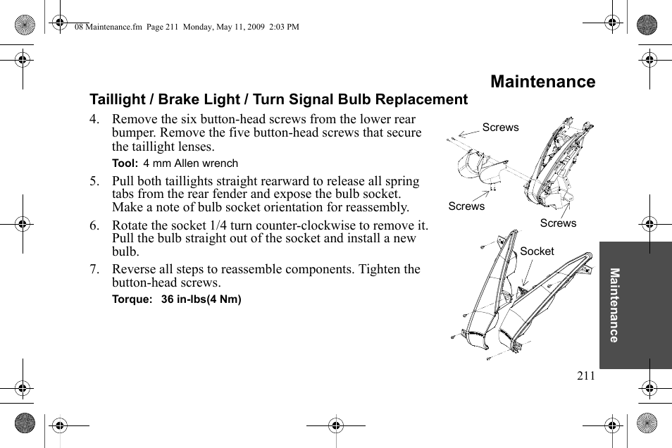 Maintenance | Polaris 2010 Victory Victory Vision 8-Ball User Manual | Page 215 / 334