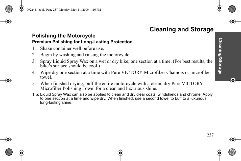 Cleaning and storage | Polaris 2010 Victory Victory Vision 8-Ball User Manual | Page 241 / 334