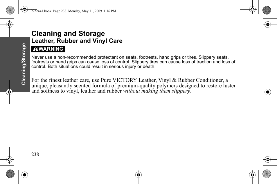 Cleaning and storage | Polaris 2010 Victory Victory Vision 8-Ball User Manual | Page 242 / 334
