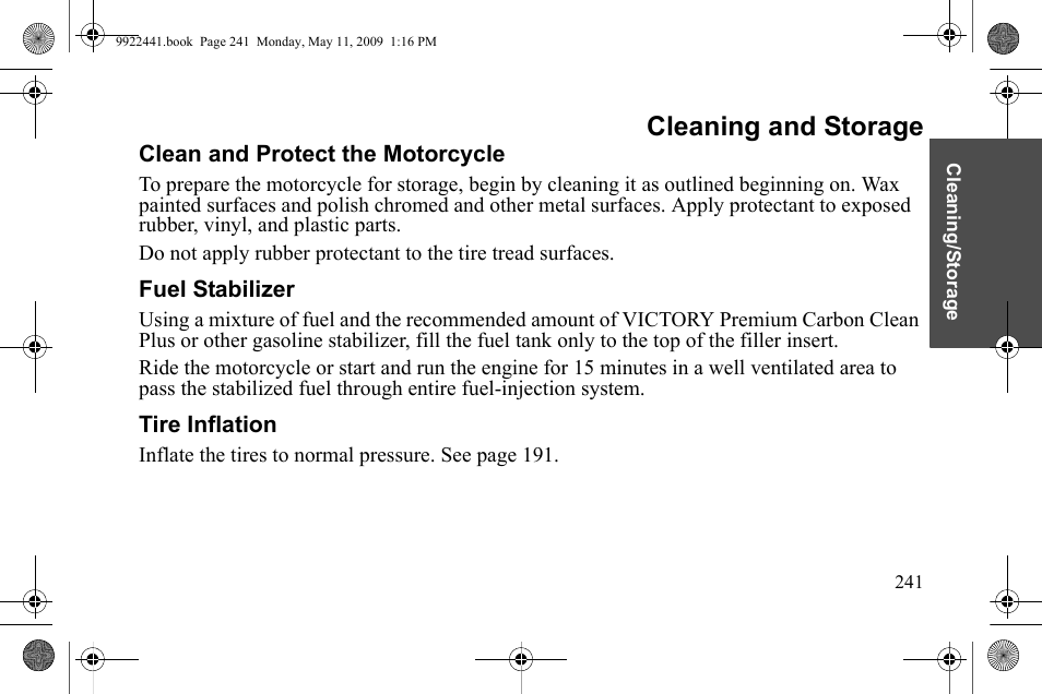 Cleaning and storage | Polaris 2010 Victory Victory Vision 8-Ball User Manual | Page 245 / 334