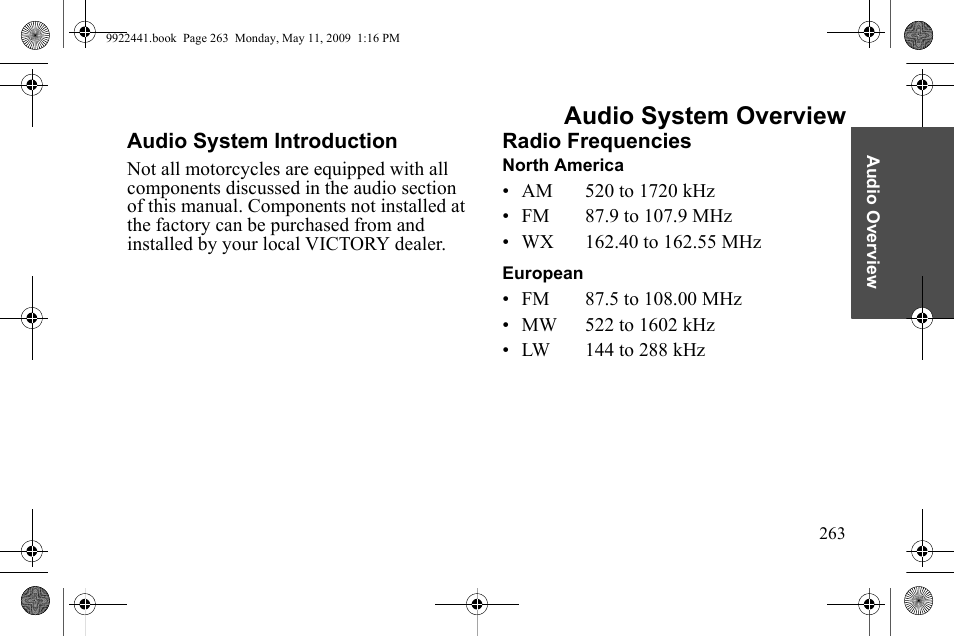 Audio system overview | Polaris 2010 Victory Victory Vision 8-Ball User Manual | Page 267 / 334