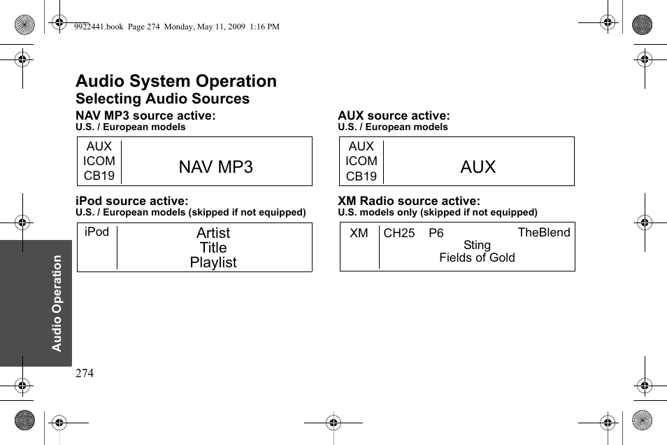 Audio system operation, Nav mp3 | Polaris 2010 Victory Victory Vision 8-Ball User Manual | Page 278 / 334