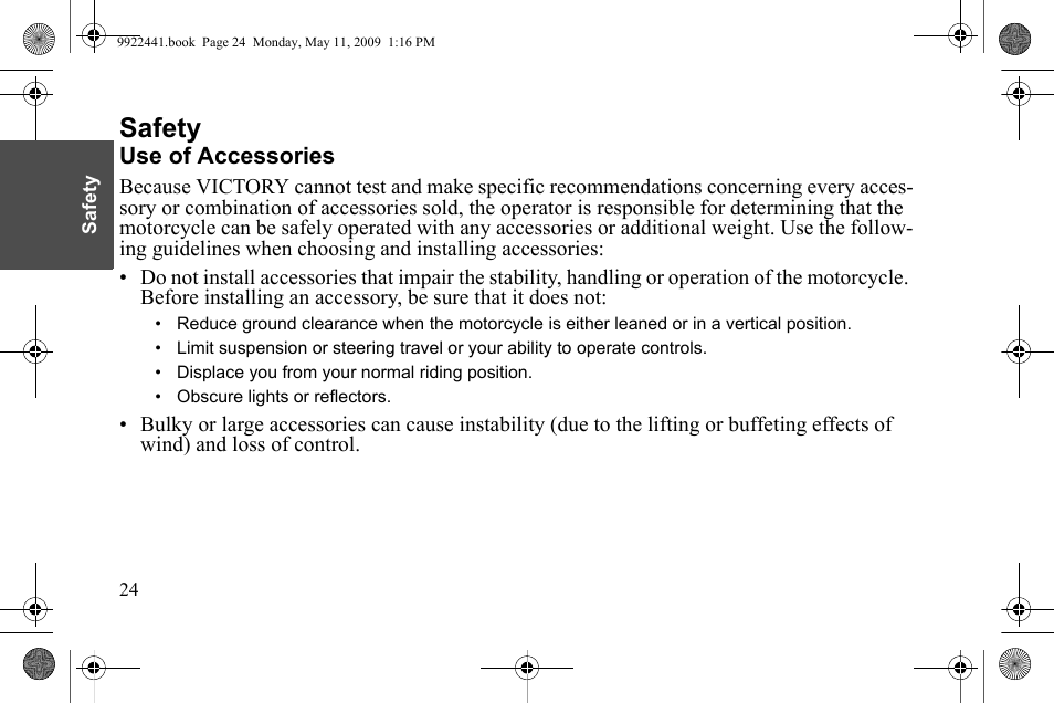 Safety | Polaris 2010 Victory Victory Vision 8-Ball User Manual | Page 28 / 334