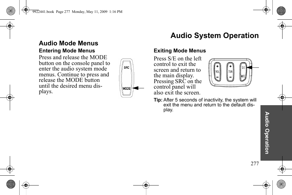 Audio system operation | Polaris 2010 Victory Victory Vision 8-Ball User Manual | Page 281 / 334