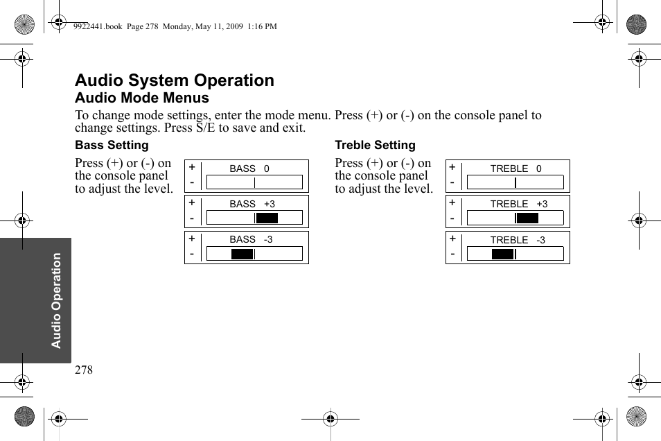 Audio system operation, Audio mode menus | Polaris 2010 Victory Victory Vision 8-Ball User Manual | Page 282 / 334