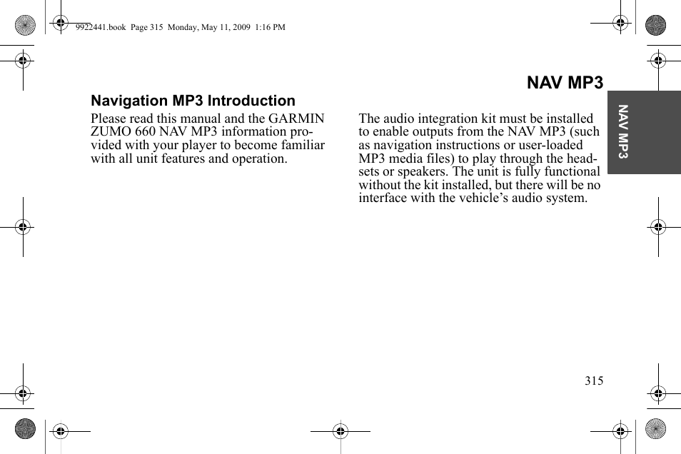 Nav mp3 | Polaris 2010 Victory Victory Vision 8-Ball User Manual | Page 319 / 334