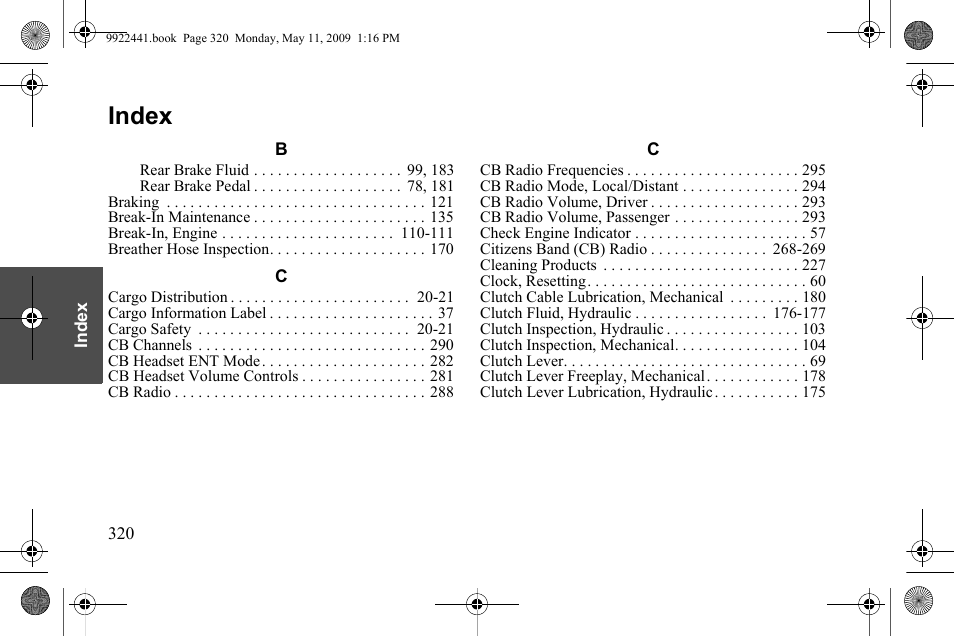 Index | Polaris 2010 Victory Victory Vision 8-Ball User Manual | Page 324 / 334