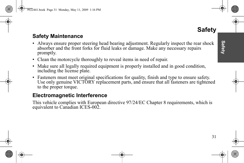 Safety | Polaris 2010 Victory Victory Vision 8-Ball User Manual | Page 35 / 334