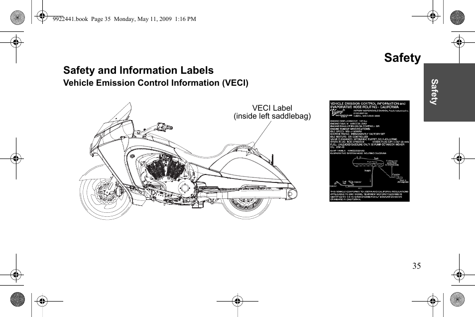 Safety, Safety and information labels | Polaris 2010 Victory Victory Vision 8-Ball User Manual | Page 39 / 334