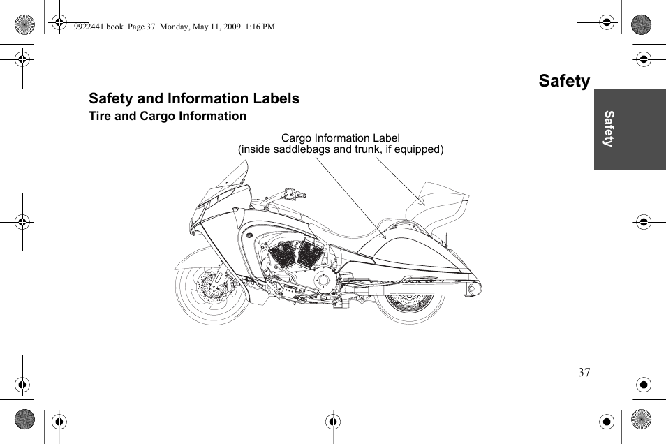 Safety, Safety and information labels | Polaris 2010 Victory Victory Vision 8-Ball User Manual | Page 41 / 334