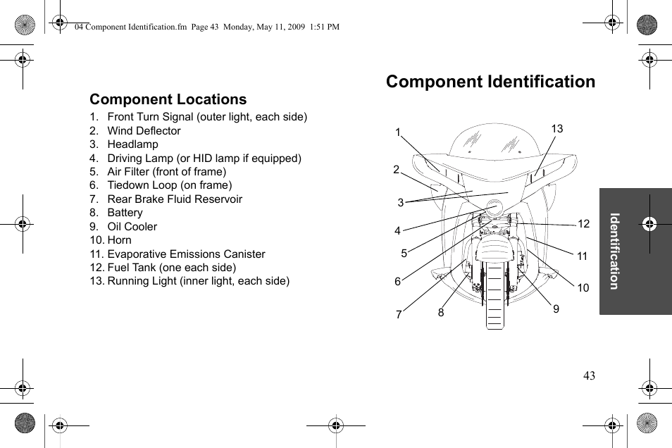 Component identification, Component locations | Polaris 2010 Victory Victory Vision 8-Ball User Manual | Page 47 / 334