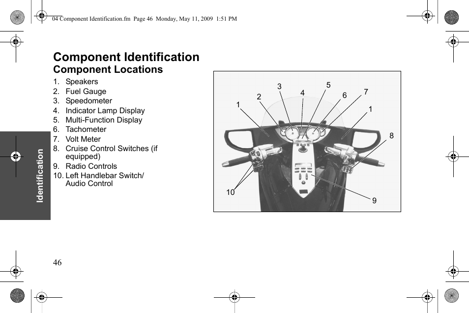 Component identification, Component locations | Polaris 2010 Victory Victory Vision 8-Ball User Manual | Page 50 / 334