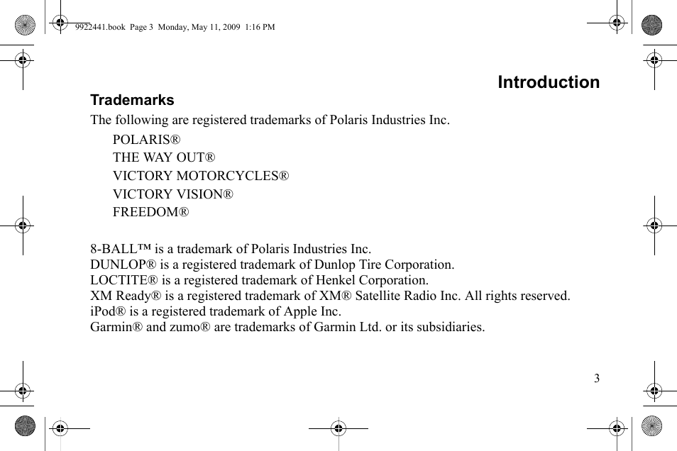 Introduction | Polaris 2010 Victory Victory Vision 8-Ball User Manual | Page 7 / 334