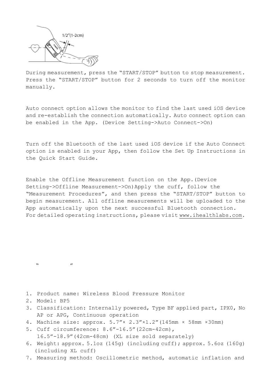 iHealth Wireless Blood Pressure Monitor User Manual | Page 6 / 17